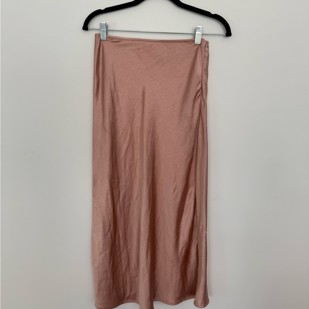 Chic Pink Midi Slip Skirt with Slit